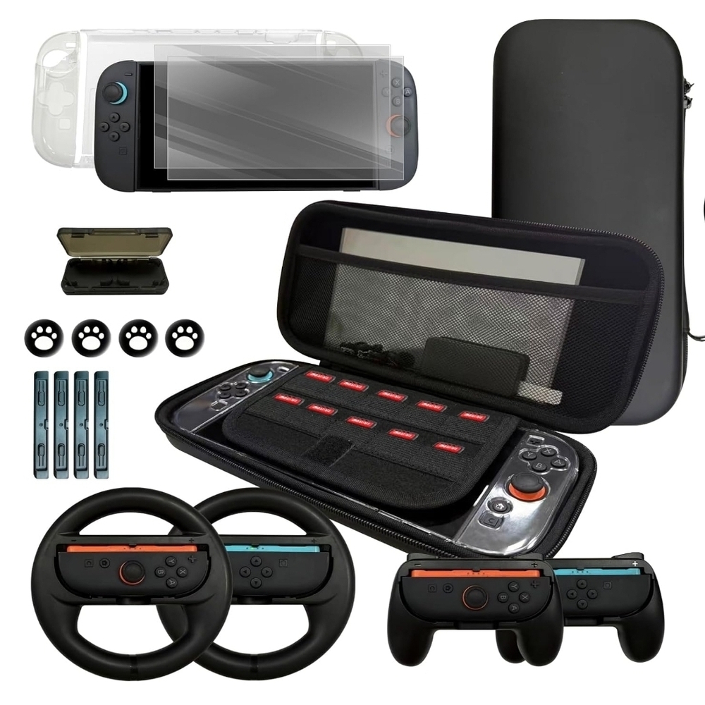 Handheld Gaming Case with Accessories - Black